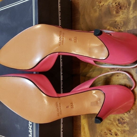 VINTAGE Maserati Coral Leather SlingBack Heels New in Box 8AAA Narrow Beautiful! - Picture 6 of 16